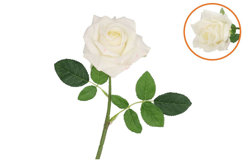 Silk Open Rose White Real Touch 43cm