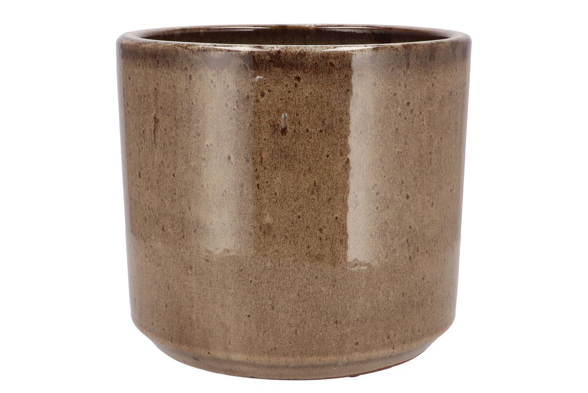 Javea Cilinder Pot Glazed Taupe 26x23cm