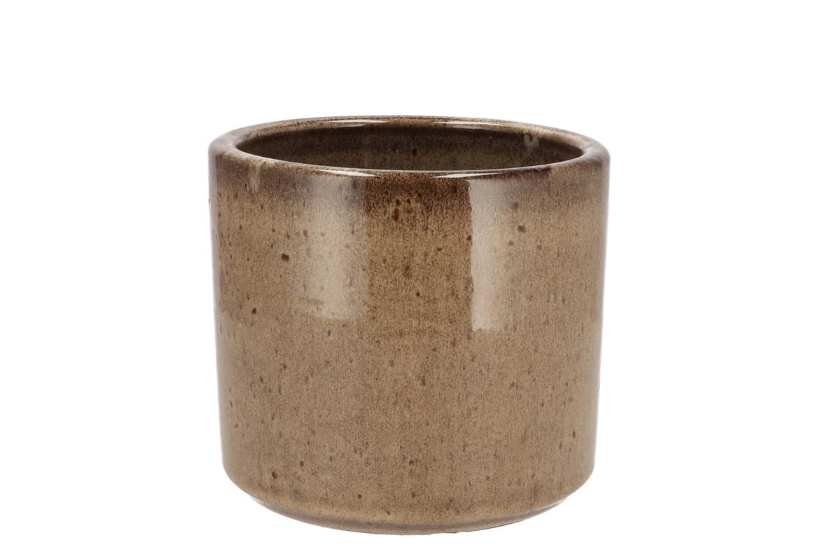 Javea Cilinder Pot Glazed Taupe 13x12cm