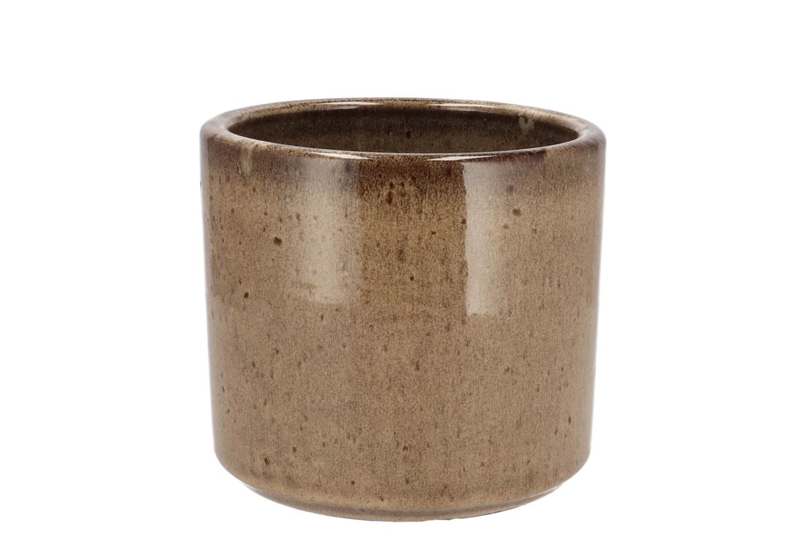 Javea Cilinder Pot Glazed Taupe 15x14cm