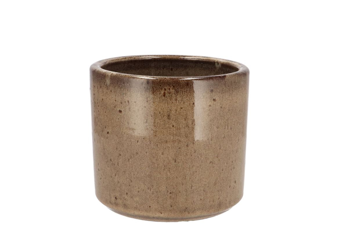 Javea Cilinder Pot Glazed Taupe 11x11cm