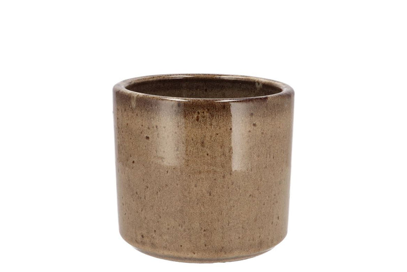 Javea Cilinder Pot Glazed Taupe 9x9cm