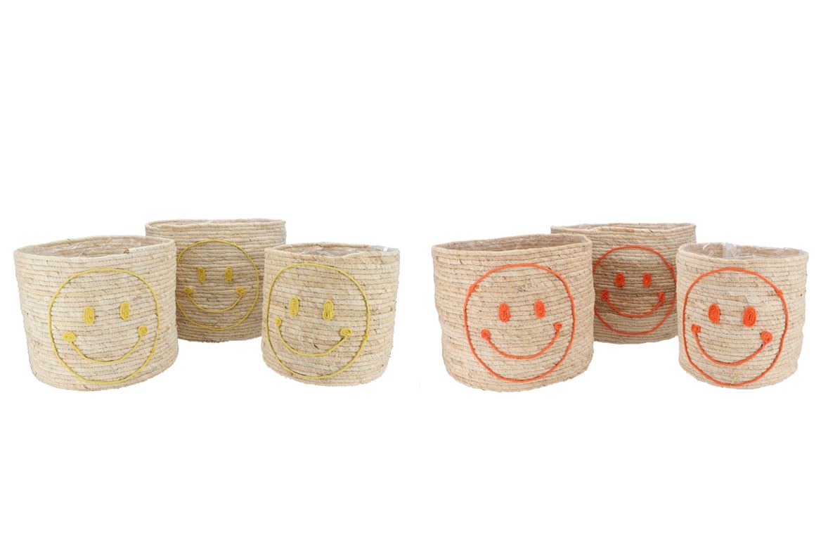 Smiley Yellow/orange Basket Set 3 35x28/32x26/26x2