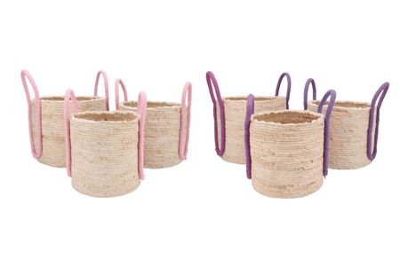 Venice Pink/lila Basket Handles Set 3 35x28/32x26/