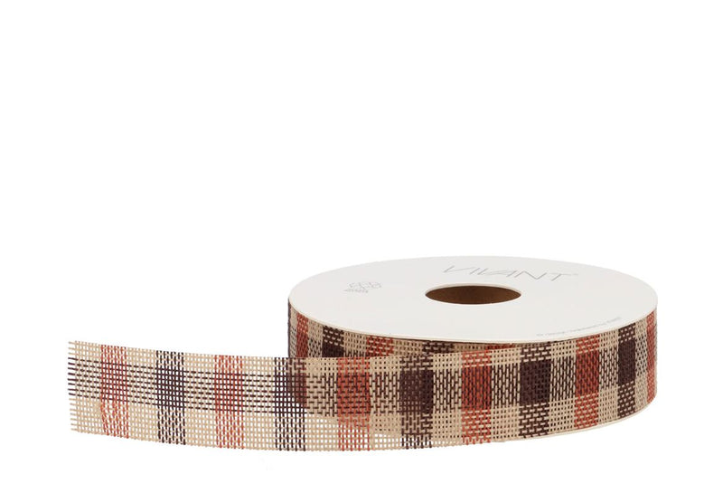 Ribbon Checkered Brown 15mx25mm Nm