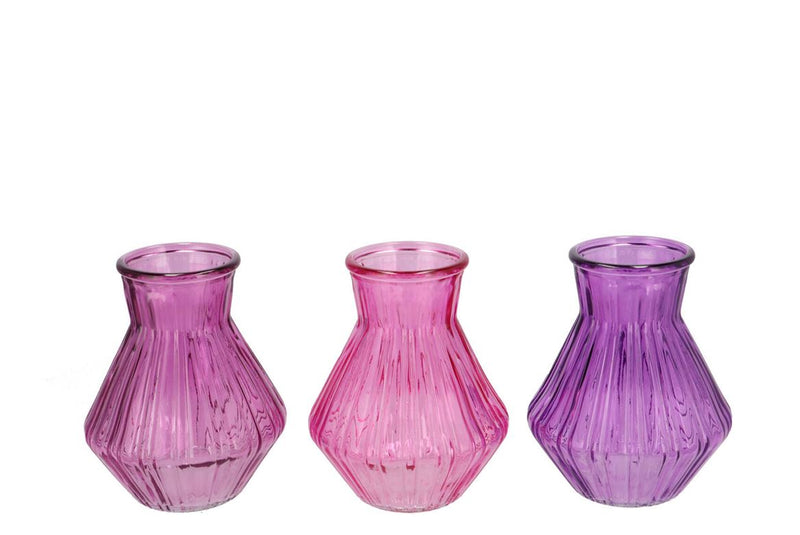 Roman Sky Purple Clear Mix Diamond Glass Vase Ass