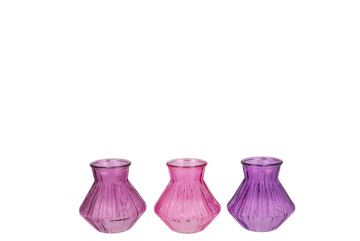 Roman Sky Purple Clear Mix Diamond Glass Vase Ass