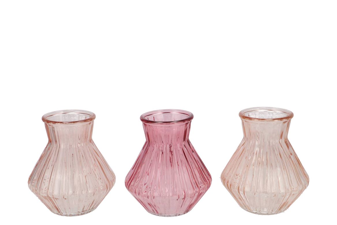 Roman Sweets Pink Clear Mix Diamond Glass Vase Ass