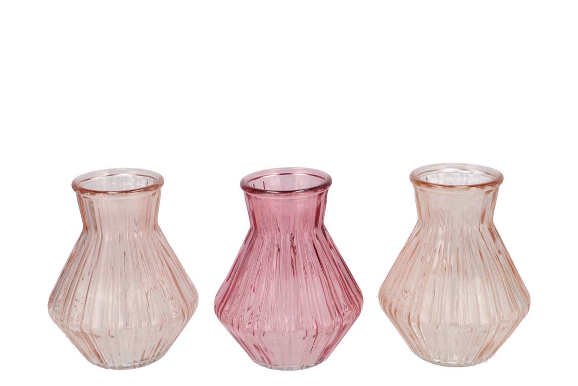 Roman Sweets Pink Clear Mix Diamond Glass Vase Ass