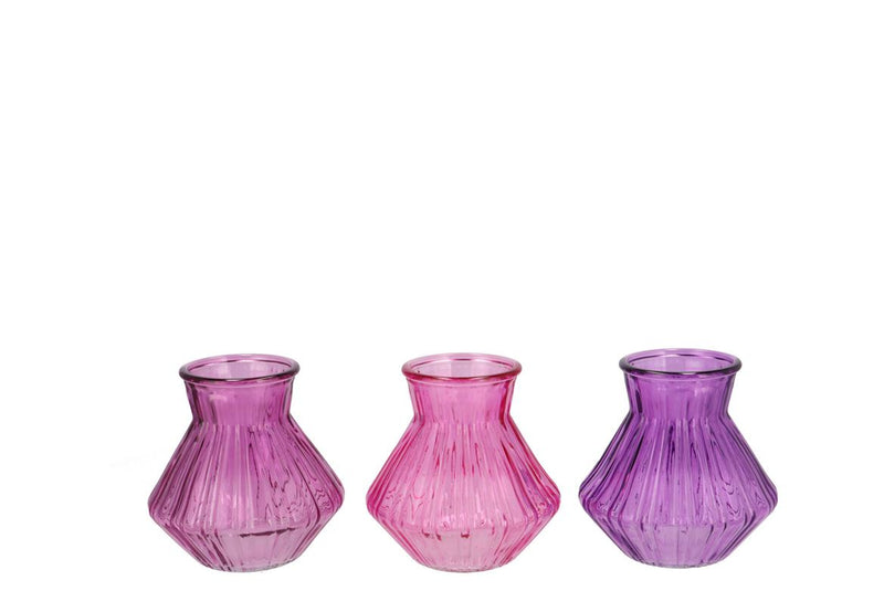 Roman Sky Purple Clear Mix Diamond Glass Vase Ass