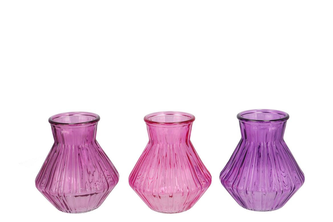 Roman Sky Purple Clear Mix Diamond Glass Vase Ass