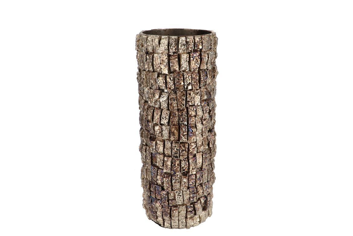 Nepal Iron Pot Birch Mosaic 13x13x36cm Nm