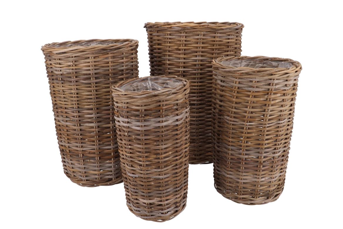 Rattan Ivy Natural Cilinder Set 4 23x40/27x45//34x