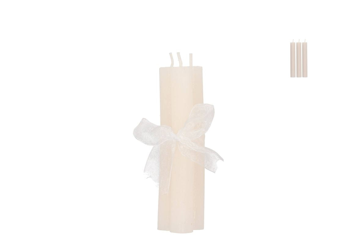 Frosty Ivory Mix Taper Candle 2x15cm