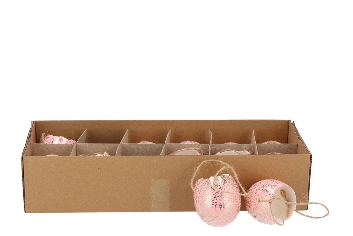 Eggs Chicken Open With Rope Light Pink Glitter P/1