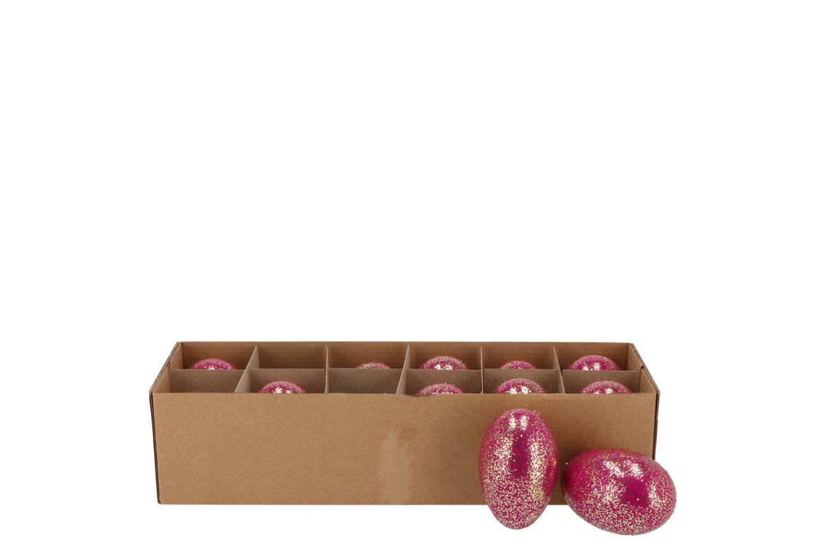 Eggs Chicken Fuchsia Glitter P/12