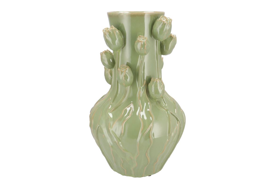 Mara Pistache Vase Neck Tulip 28x28x45cm Nm