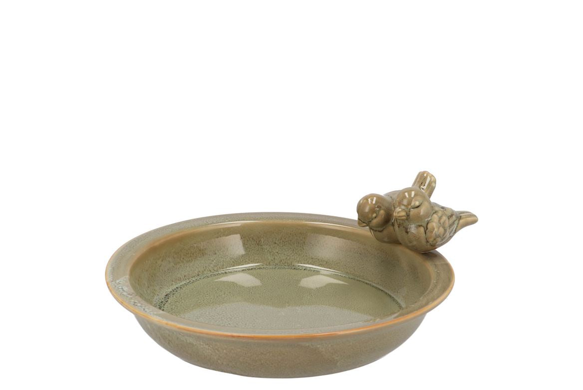 Iron Stone Bird Bowl Glazed Sand 23x5cm