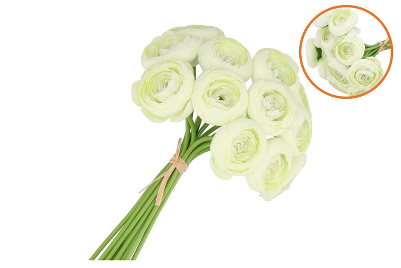 Silk Ranunculus Bouquet 10x White 32cm