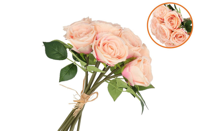 Silk Roses Bouquet 7x Light Pink 26x20x30cm