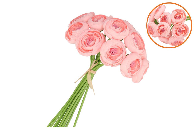 Silk Ranunculus Bouquet 10x Peach 32cm