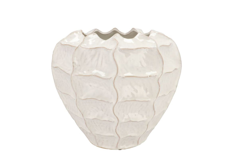 Lima White Vase Carve 27x27x23cm