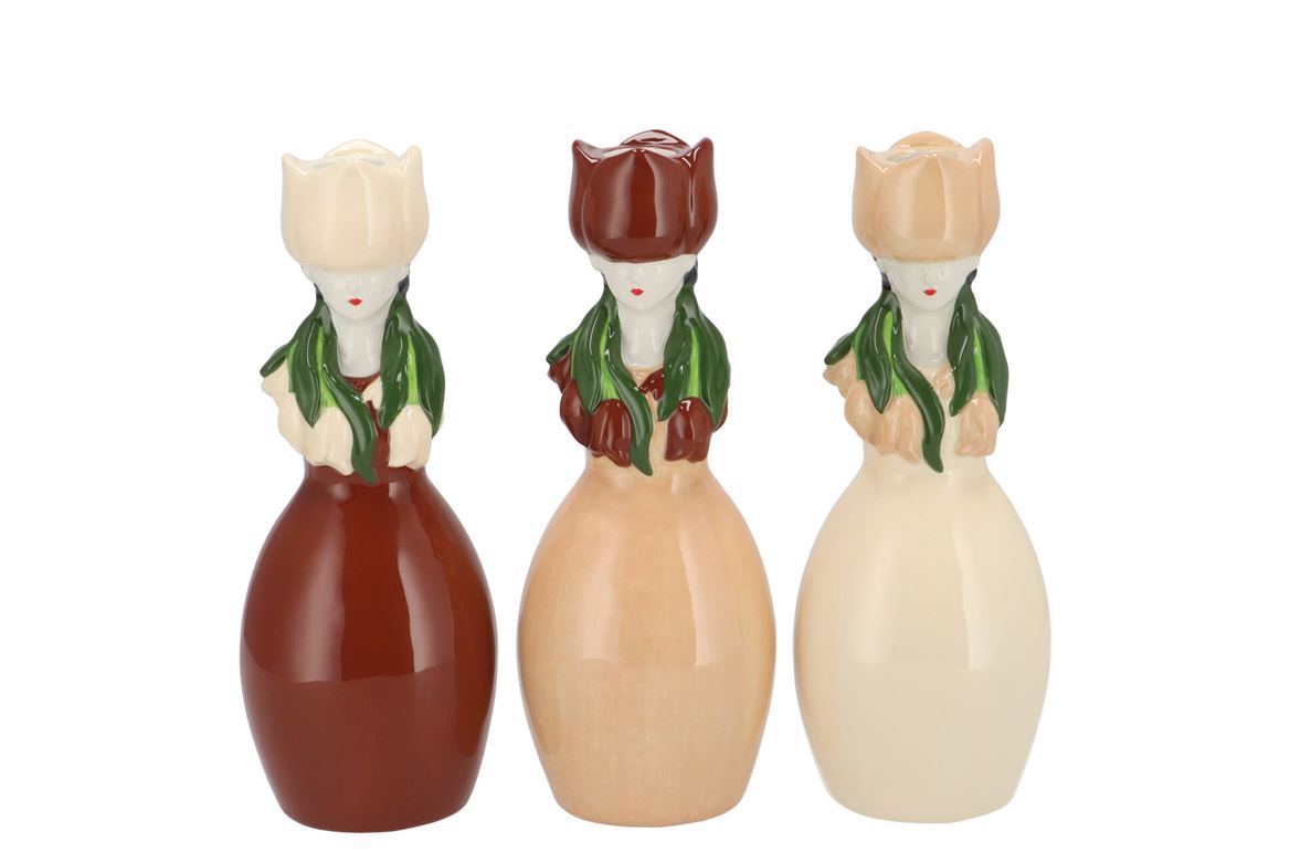 Lucy Natural Brwn/beige/wh Mix Vase Tulip Woman As