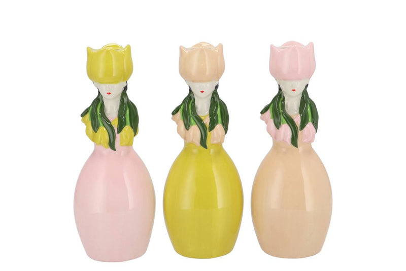 Lucy Dreamy Pink/yell/sand Mix Vase Tulip Woman As