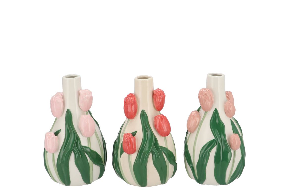 Isa Summer Pink Vase Neck Tulip Ass 14x13x22cm