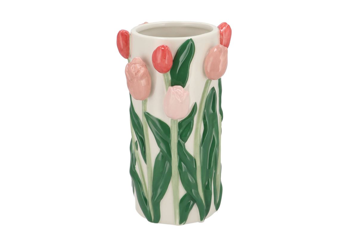 Isa Summer Pink Mix Vase Cilinder Tulip 14x14x23cm