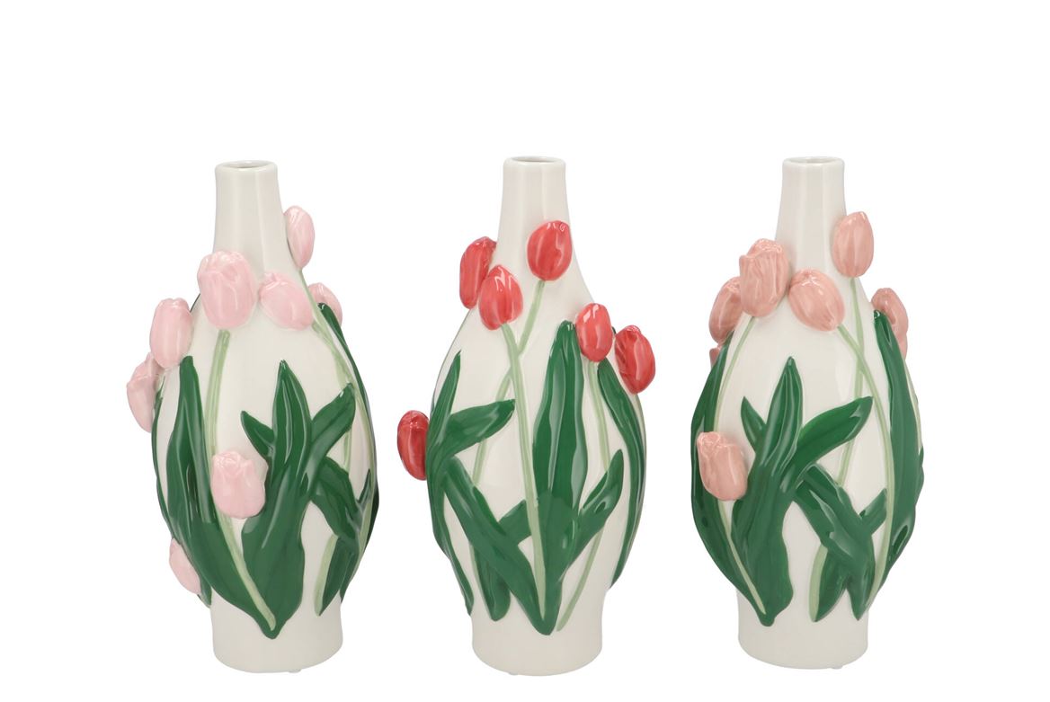 Isa Summer Pink Vase Neck Tulip Ass 15x15x30cm