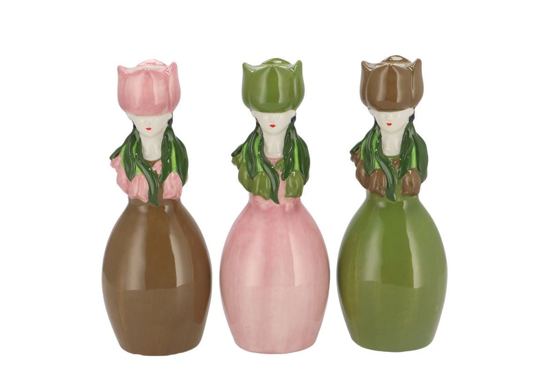 Lucy Summer Brwn/pnk/grn Mix Vase Tulip Woman Ass