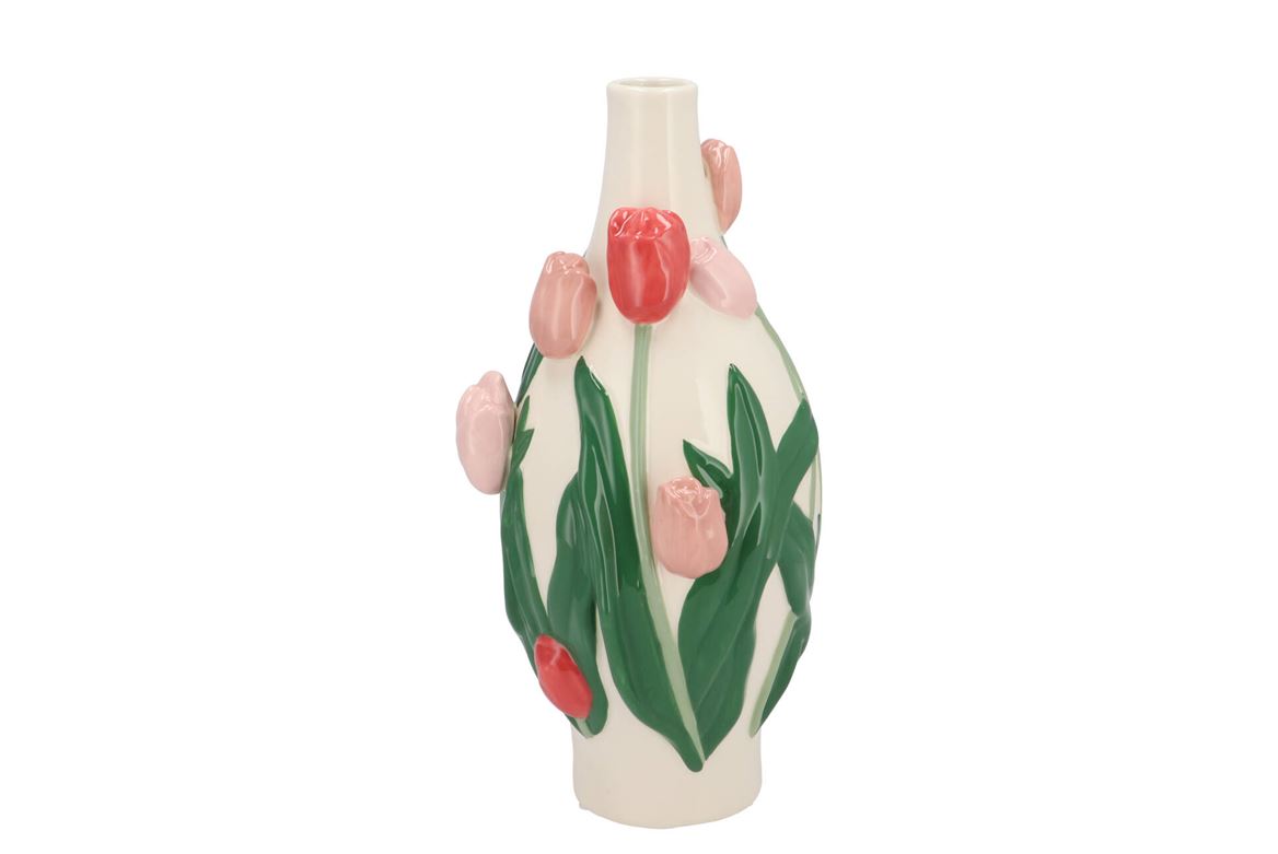 Isa Summer Pink Mix Vase Neck Tulip 15x15x30cm