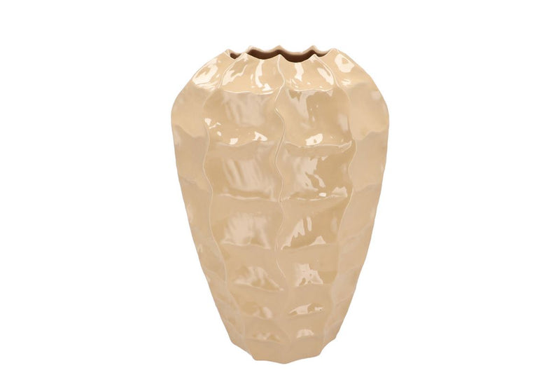 Lima Beige Vase Long Carve 26x26x37cm