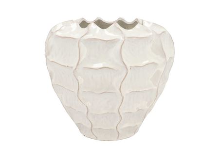 Lima White Vase Carve 30x30x28cm