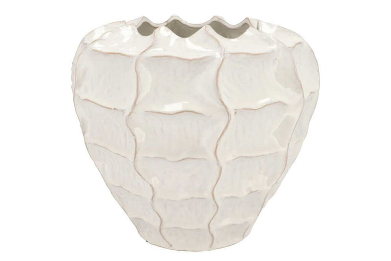 Lima White Vase Carve 36x36x33cm