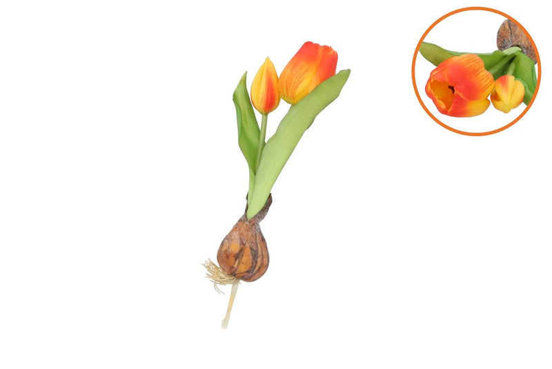 Silk Tulip Bulb Dark Orange 25cm Nm