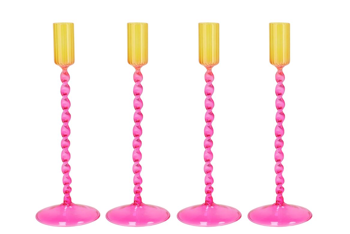 Jules Dutch Pink Candle Holder Ass 9x25cm