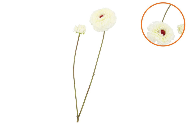 Silk Zinnia White 54cm