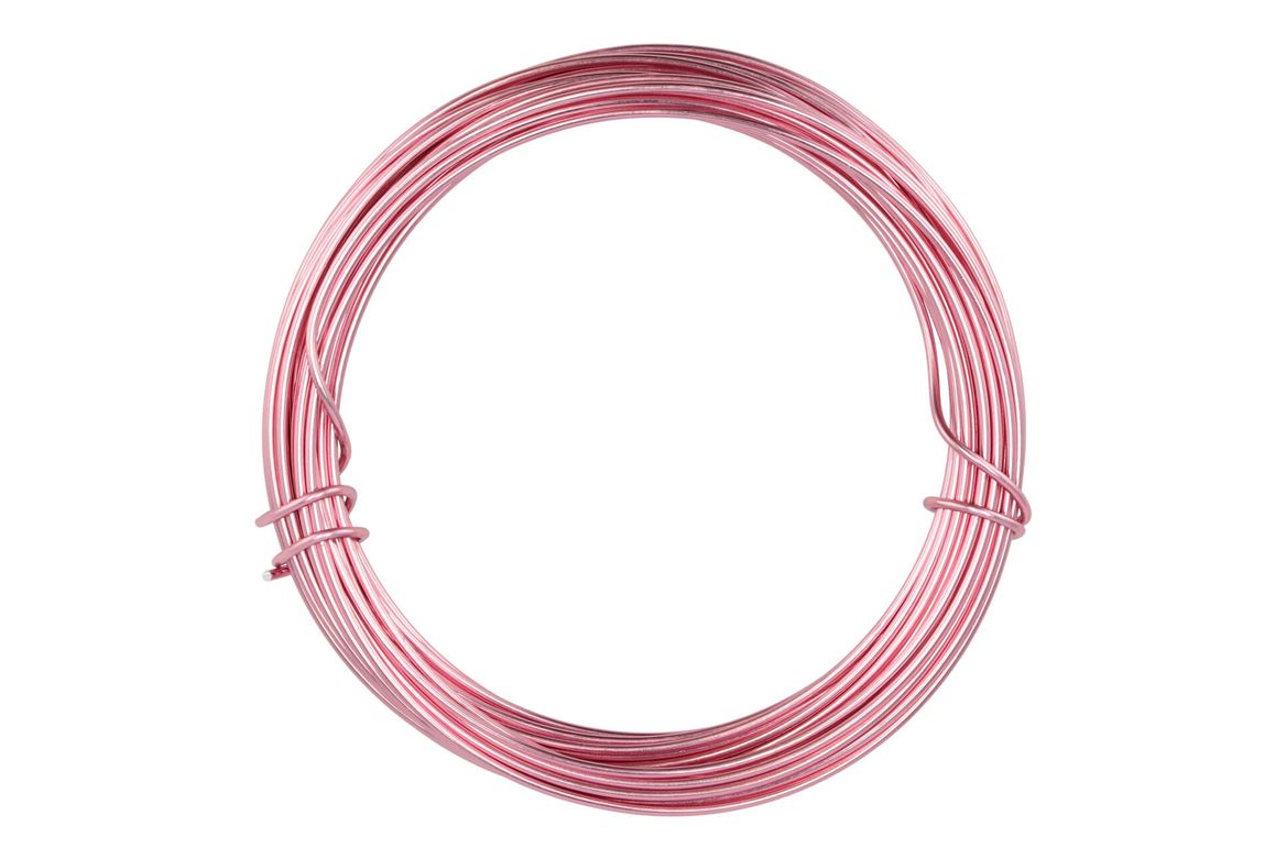 Fil D' Aluminium Laque Rose 2mm X 12 Mètres Par 10