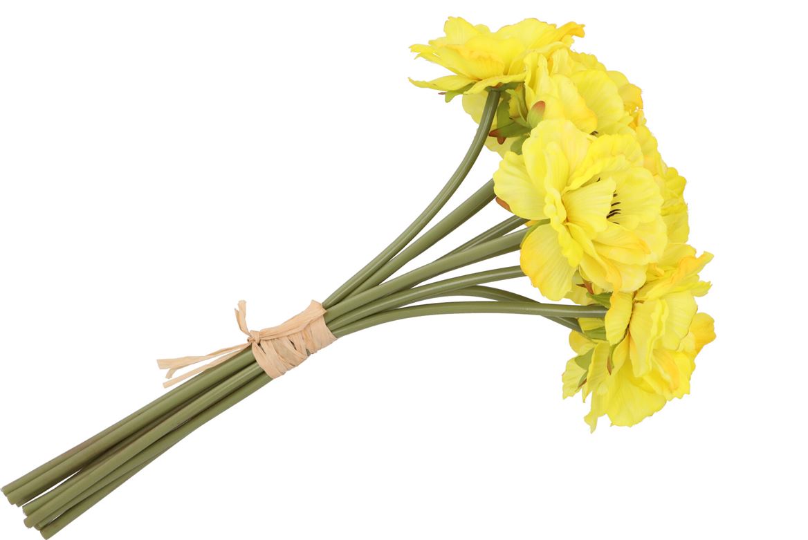 Silk Poppy Bouquet Yellow 9x 33cm Nm