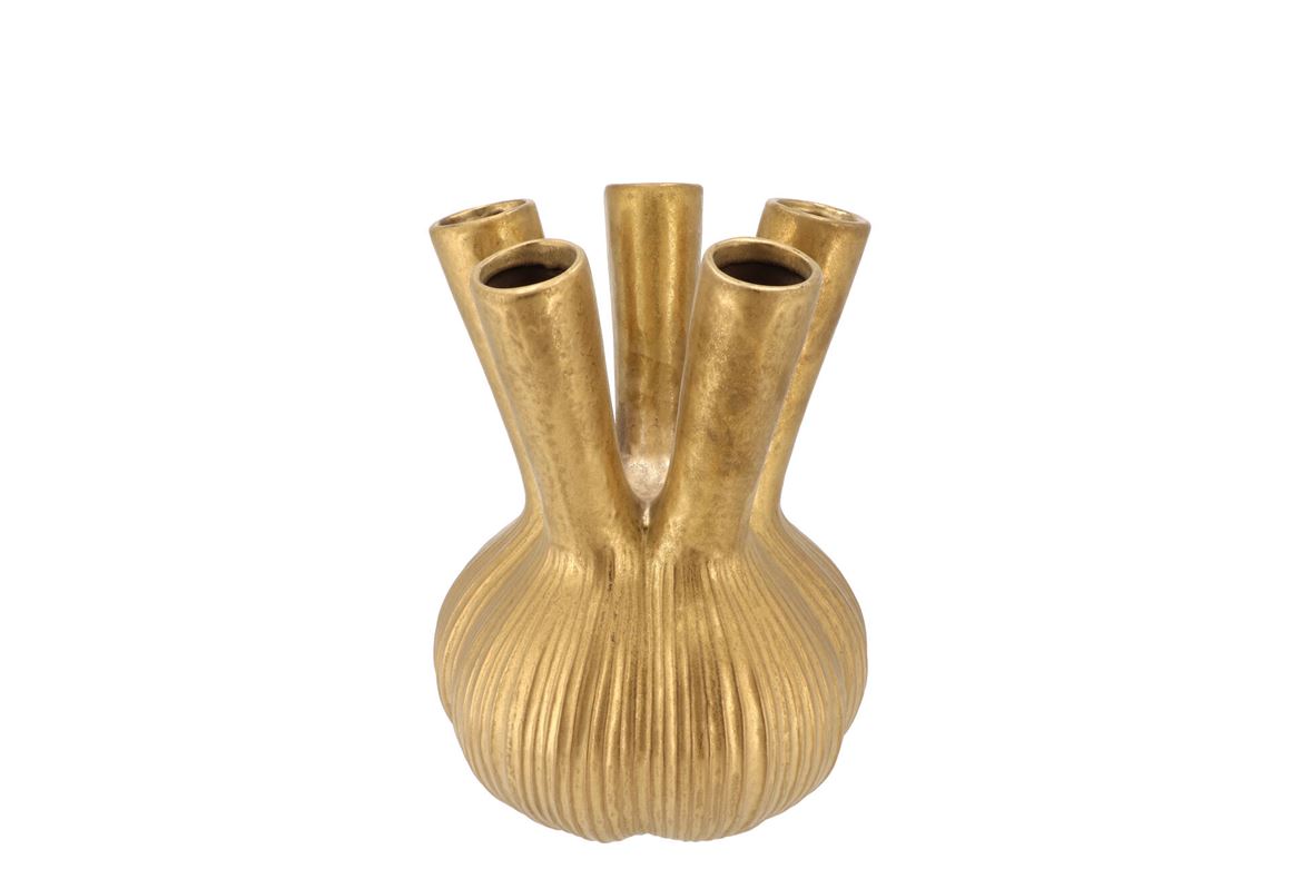 Aglio Straight Gold Vase 16x16x19cm Nm