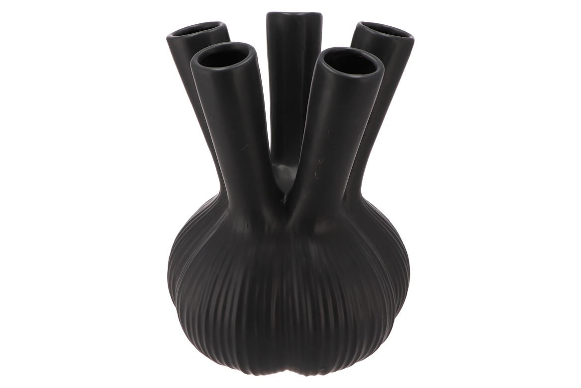 Aglio Straight Black Vase 26x26x35cm Nm