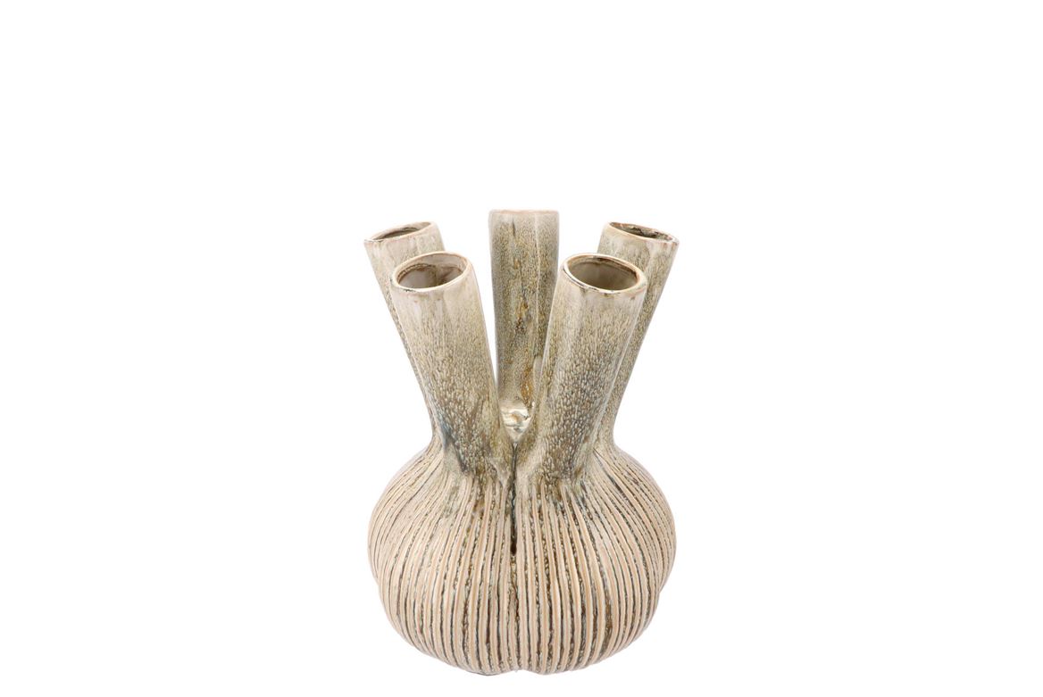 Aglio Straight Green Vase Active Glaze 13x13x17cm