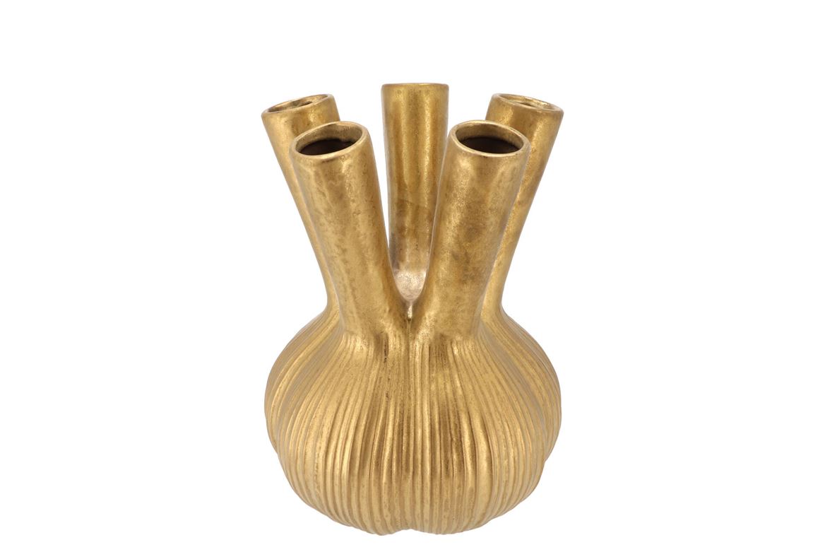 Aglio Straight Gold Vase 19x19x25cm Nm