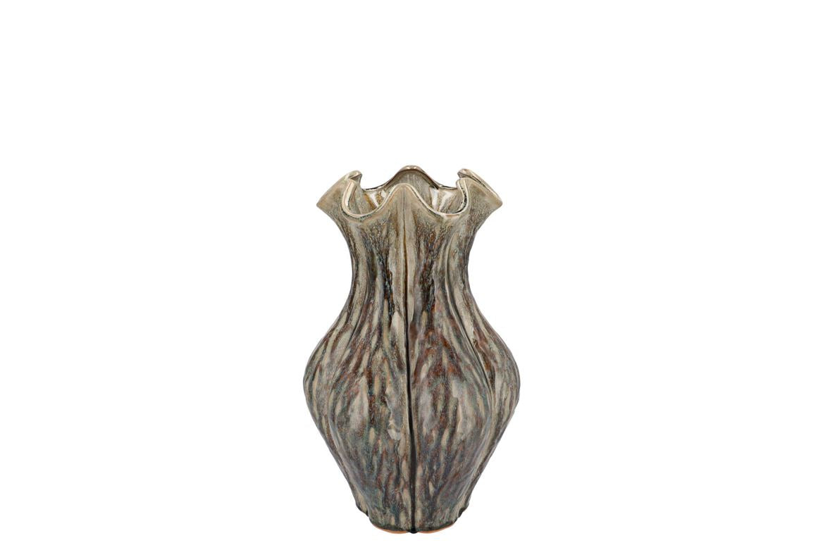 Inga Driss Green Vase Active Glaze 15x15x20cm Nm