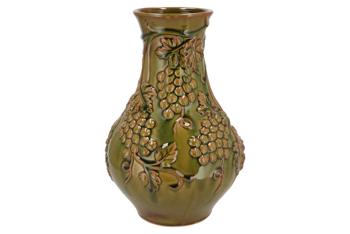 Inga Grape Olive Green Vase Active Glaze 25x25x35c