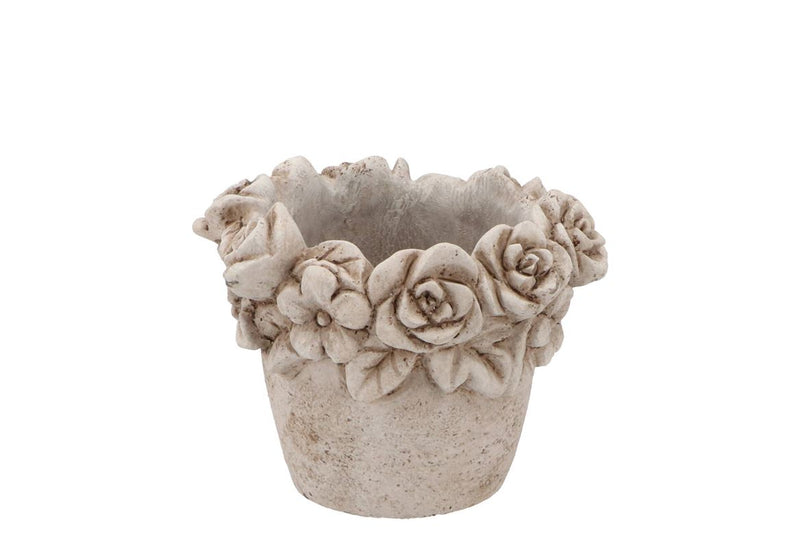 Concrete Antique Flower Pot Round 15x15x12cm