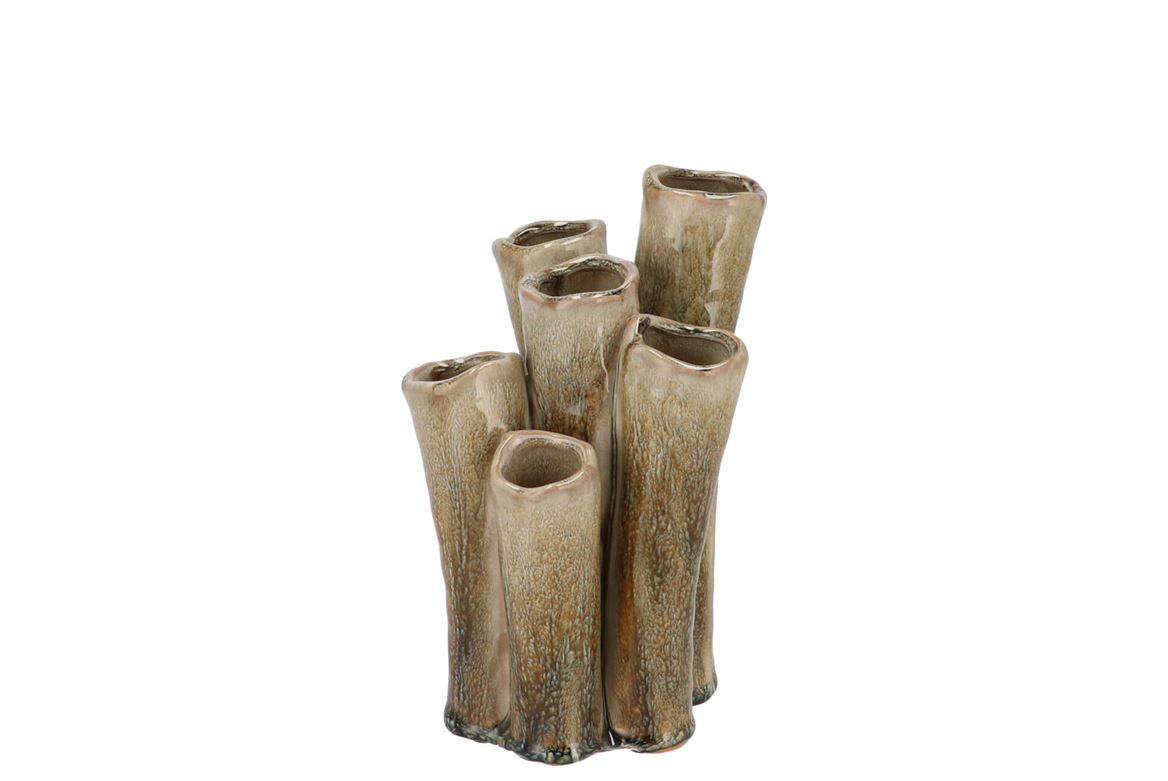 Inga Barrier Green Vase Tube Active Glaze 15x12x21