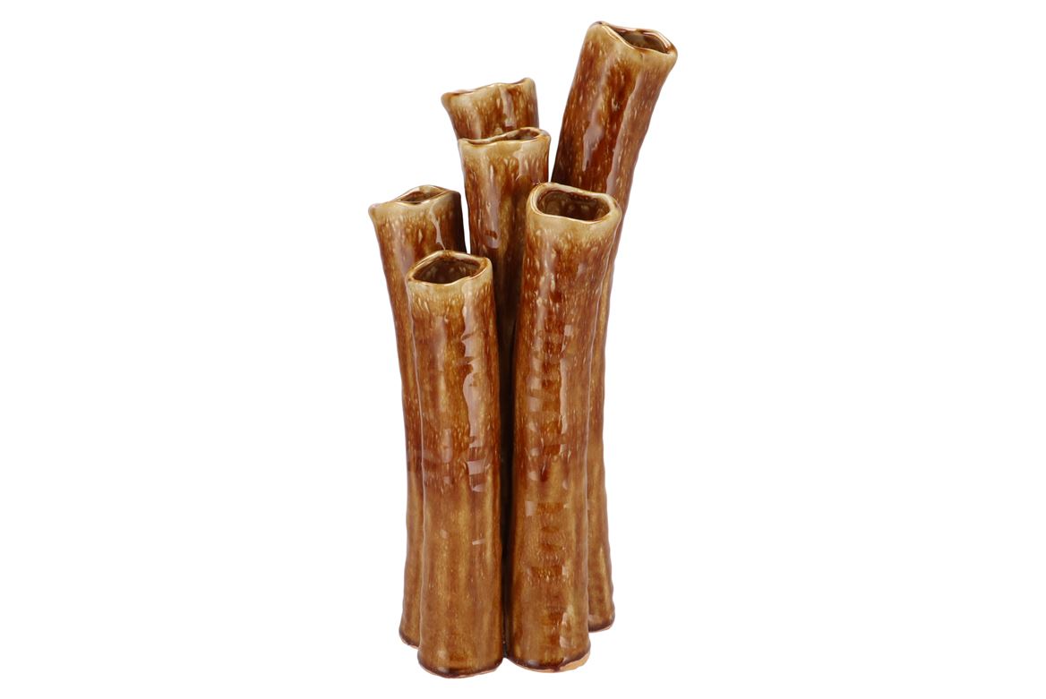 Inga Barrier Brown Vase Tube Active Glaze 18x16x39